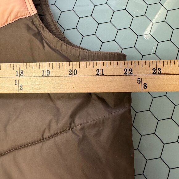 Old Navy Puffer Vest Womens XL Brown Pink Stripes Full Zip Snap Gorpcore Outdoor - Picture 5 of 9